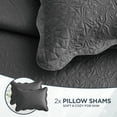 thumbnail image 3 of Moonlight20015 2 Piece Quilt Set Lightweight Microfiber Bedspread Modern Floral Embossing Charcoal Twin, 3 of 10