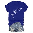 thumbnail image 2 of Nouveaux et Tendances T-Shirts Graphiques Uooqdmx pour Femmes, Hauts Floraux pour Femmes, Mode Plage pour Femmes, Mignons Col Rond Tournesol Graphique Décontracté Imprimé, Hauts de Printemps pour Femmes 2025, Bleu Foncé L, 2 of 3