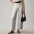 thumbnail image 5 of Women's stretch twill cotton cropped wide-leg jeans with pockets, casual ankle-length jeans, 5 of 9