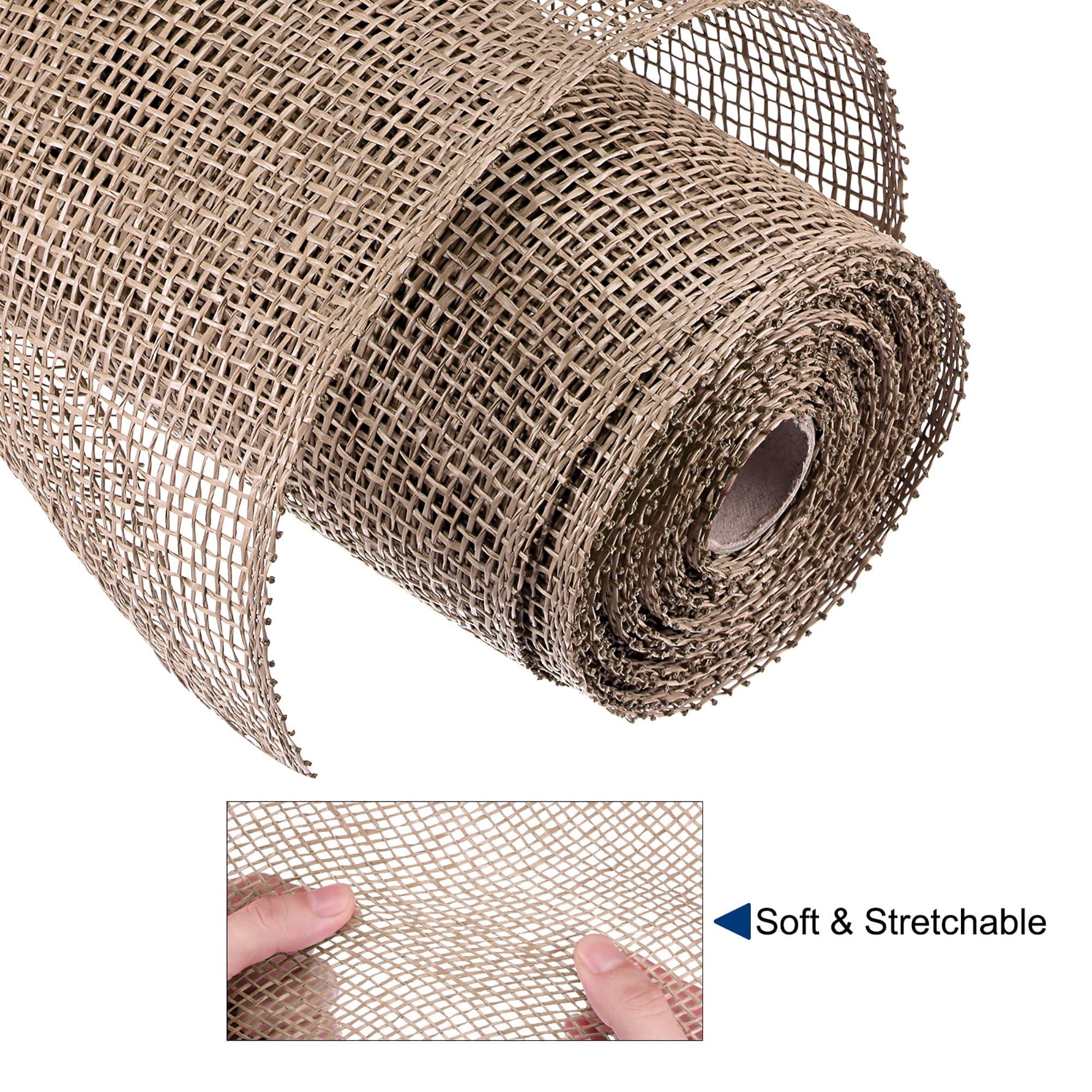 Uxcell PP Burlap Mesh 10" x 10 Yards Decorative Wrapping Ribbon, Flaxen 1 Roll
