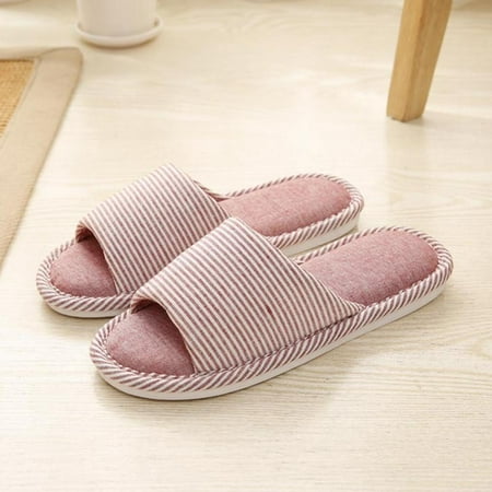 

Open Toe Womens Mute Slippers Indoor Cozy Memory Foam House Slippers for Women Slip On Comfy SoftLinen Shoes Womens Bedroom Slippers Slide Breathable Size