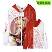 Game Genshin Impact Kaedehara Kazuha Hoodie with zipper Sweatshirt Anime Genshin Kazuha Cosplay Costume Streetwear Hoodie Jacket Women Men