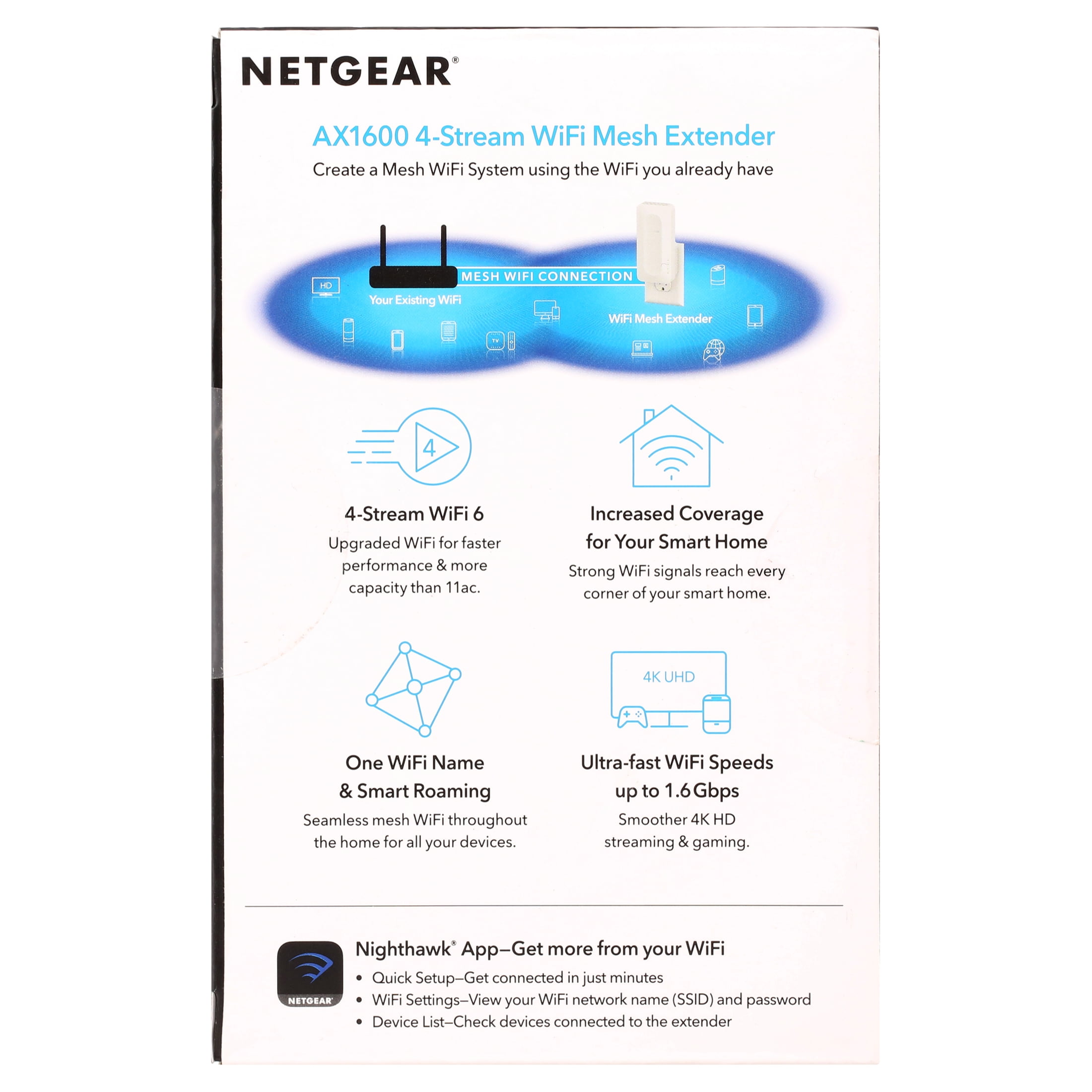 NETGEAR AX1500 Mesh Wifi Range Extender (EAX11-100NAS)