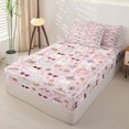 thumbnail image 2 of Manfei Cartoon Halloween Zipper Queen Comforter Set with Fitted Sheet and 2 Pillowcases,Turkey Pattern Zipper Bedding Set,Pink Reversible,4-Piece, 2 of 7