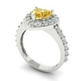 thumbnail image 2 of 2.03 ct Heart Cut Simulated Yellow Diamond with Simulated Diamond Halo Accents 14K White Gold Womens Engagement Ring, 2 of 6