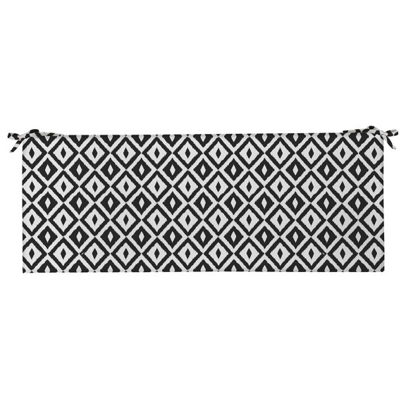 RSH Décor Indoor Outdoor Foam Bench Cushion with Ties, 38” x 18” x 2", Black & White Aztec