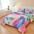 thumbnail image 6 of URBONUR Colorful Mermaid Twin Comforter Set for Girls Kids, Rainbow Glitter Fish Tail Bed Comforter Set, Gradient Galaxy Girl Bedding Set for All Season, 6 of 7