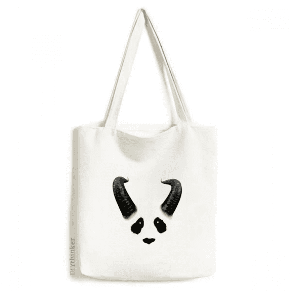 Ferocious Part Panda Horn Tote Canvas Bag Shopping Satchel Casual Handbag