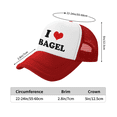 thumbnail image 3 of I Heart Bagel Love Food Funny Trucker Hat Baseball Cap Unisex Red, 3 of 5