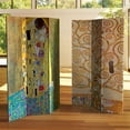 thumbnail image 6 of Oriental Furniture 6 ft. Tall Klimt 'The Kiss' Canvas Room Divider - 3 Panel, 6 of 7