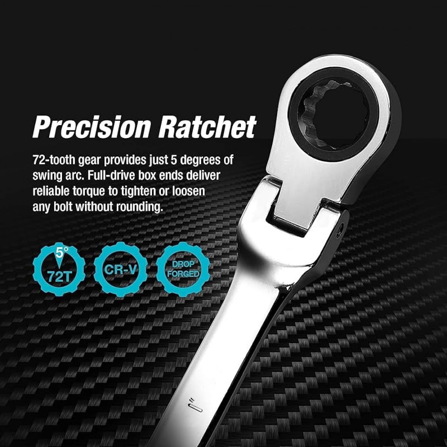 Flex-Head Ratcheting Combination Wrench Set, SAE, 13-piece, 5/16'' to 1'', CR-V Steel, with Rolling Pouch