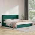 thumbnail image 3 of King Lift Up Storage Bed with Wingback Headboard, Hydraulic Linen Upholstered Bed Frame with Storage, No Box Spring Needed, Easy Assembly, Navy Blue, 3 of 5