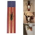 thumbnail image 2 of OUSITAID European Deer Mount Plaque Prey Display Rack Wooden Background Stars and Stripes Patterns Home Decor New, 2 of 9