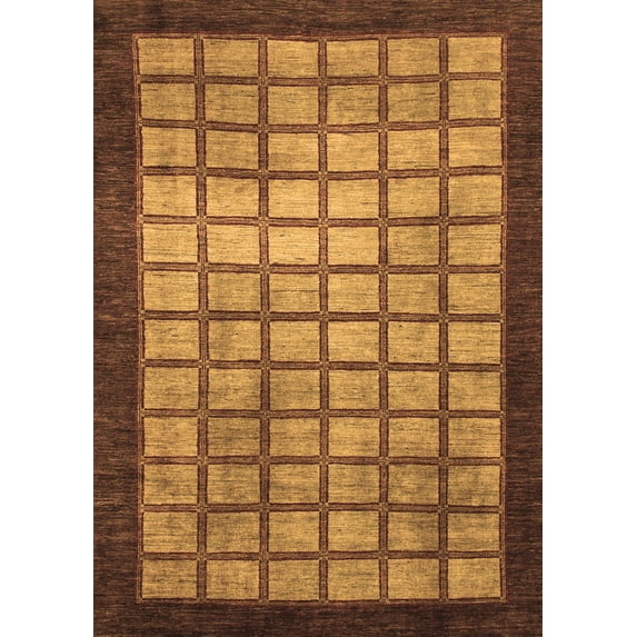 Ahgly Company Indoor Rectangle Checkered Brown Modern Area Rugs, 2' x 3'