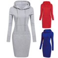 thumbnail image 5 of Sudadera cálida de manga larga para mujer, vestido con cuello con capucha, bolsillo, Simple, informal, Otoño e Invierno, 5 of 5