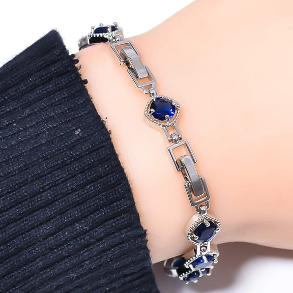 Blue Sapphire 925 Sterling Silver Tennis Bracelet 7.99" B2, New Year Sale, Valentin's Day Gift