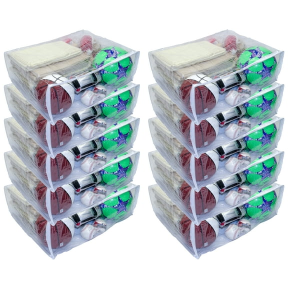 10-Pack X-Large Heavy Duty Vinyl Zippered Closet Storage Bags Clear 22" x 18" x 7.5"