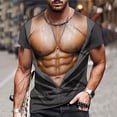thumbnail image 2 of WREESH Men's 3D Muscle Print T-Shirts Funny Round Neck Short Sleeve Fitness Wear Dark Gray, 2 of 5