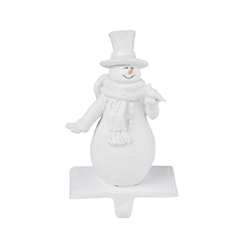 C&F Enterprises Glittered Snowman With Bird White 7.6 Inch Christmas Stocking Holder