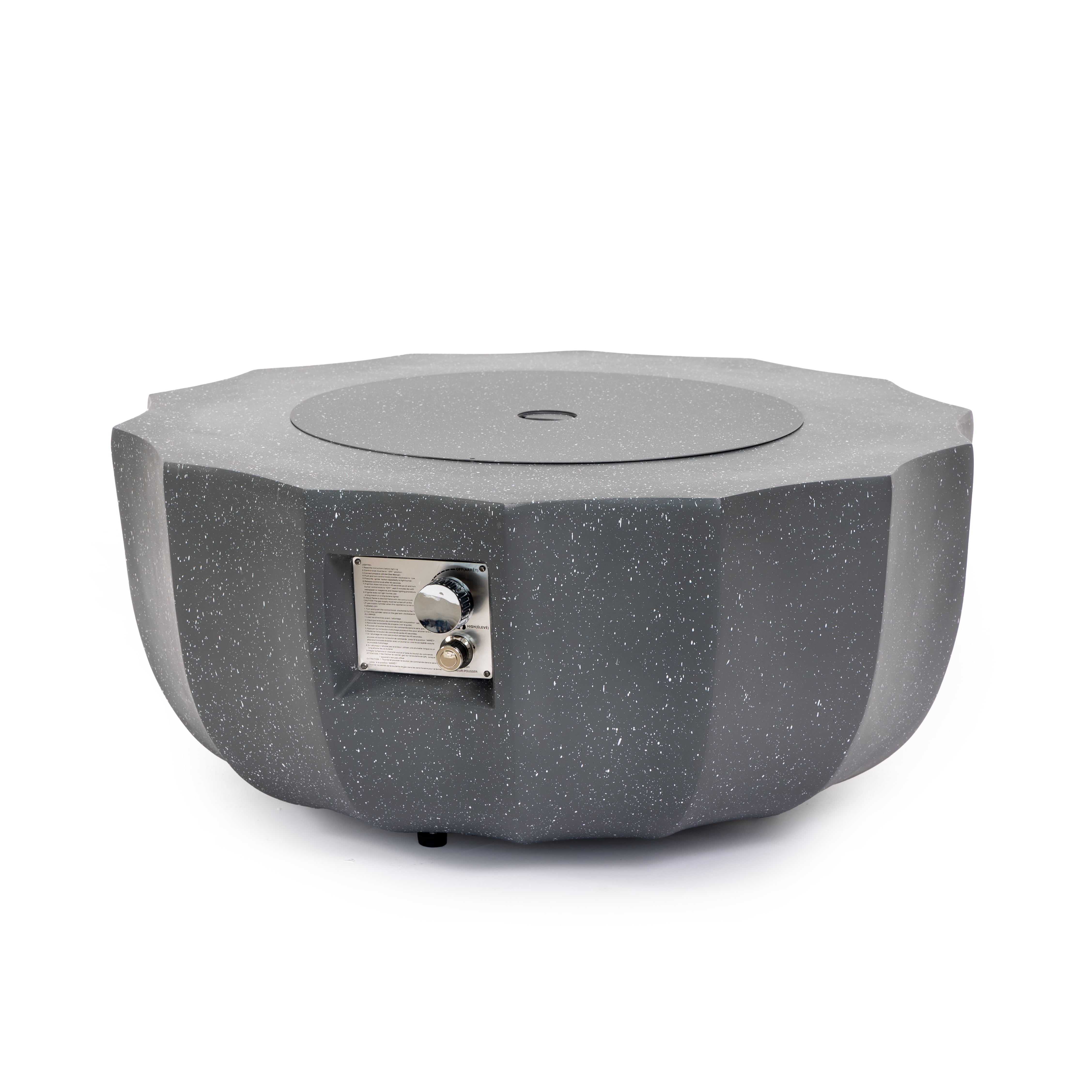 Harper & Bright Designs 36" Outdoor MGO Propane Fire Pit, 50000 BTU, Patio Round Gas Fire Pit with Lid and Lava Rocks, Concrete Firepit with Rain Cover for Garden Backyard, Light Gray