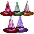 thumbnail image 1 of Sombrero De Bruja De Halloween De 5 Uds., Sombrero Brillante Con Luz Led, Accesorios Para Disfraces, Adorno Colgante De Árbol Al Aire Libre, Decoración De Fiesta En Casa Vogacara HA037000-00, 1 of 6