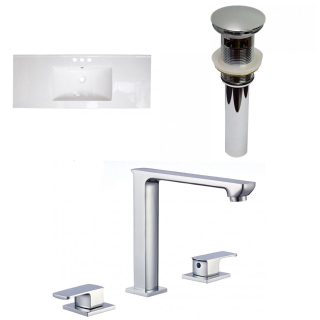 American Imaginations 48.75-in. W 3H8-in. Ceramic Top Set In White Color - Overflow Drain Incl. AI-33201
