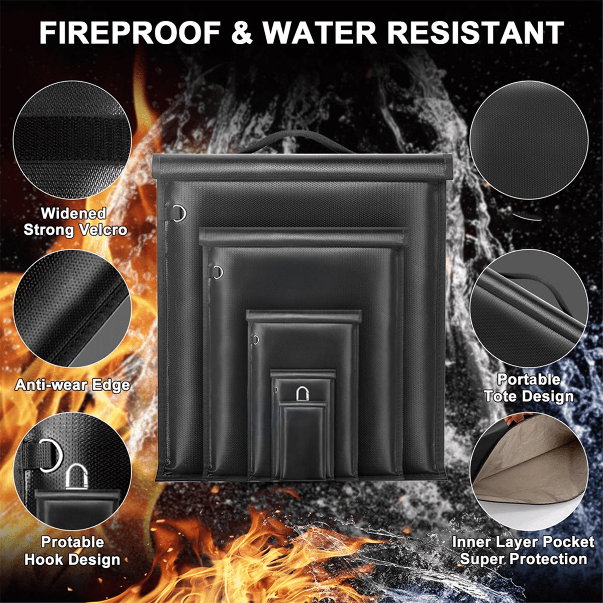 5pack Anti-Tracking Waterproof & Fireproof Bag for Laptops, Phones & Car Keys, RFID Signal Blocker Pouch with Handle