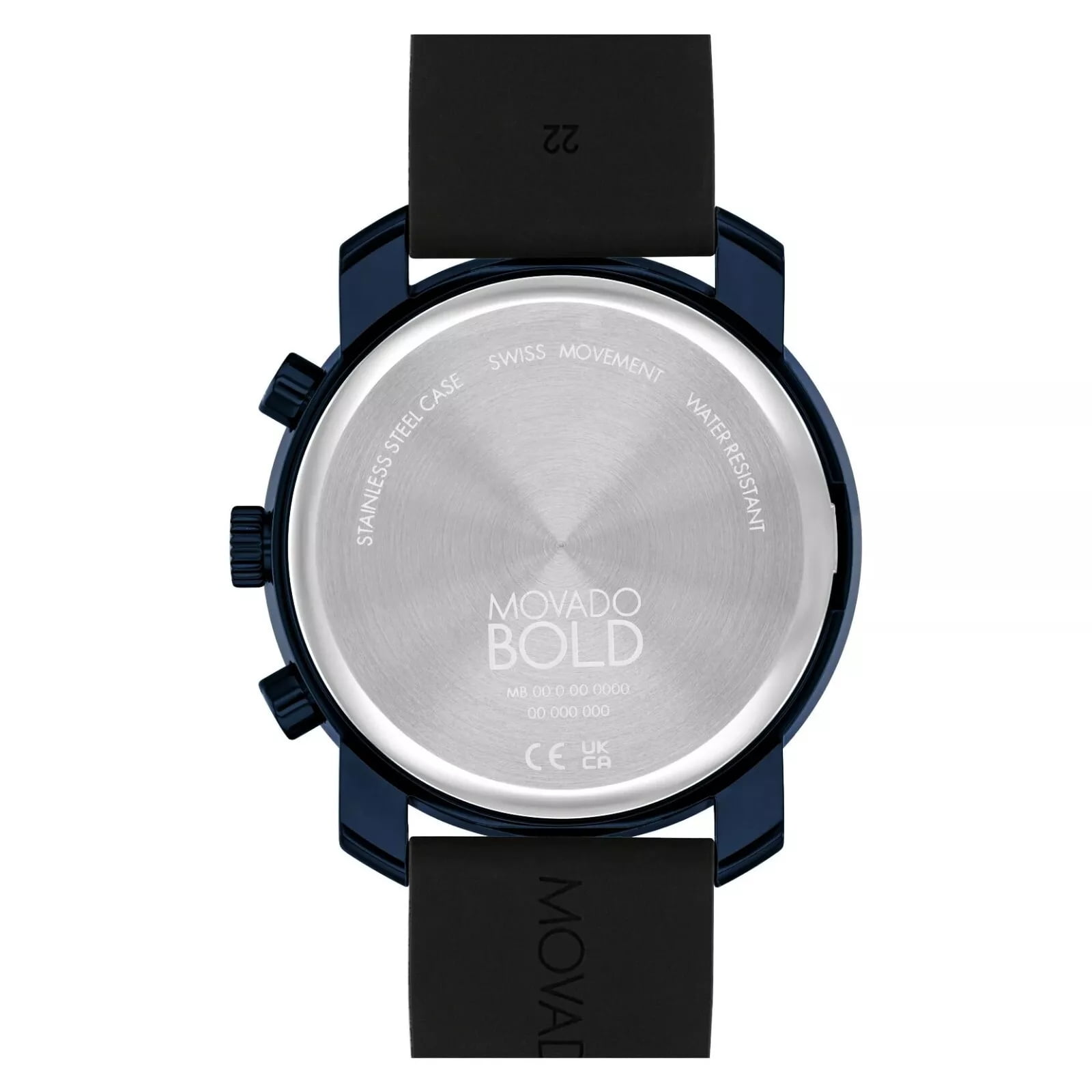movado 腕時計 MOVADO BOLD 3601049 TREND BLUE CHRONOGRAPH DIAL BLACK SILICONE