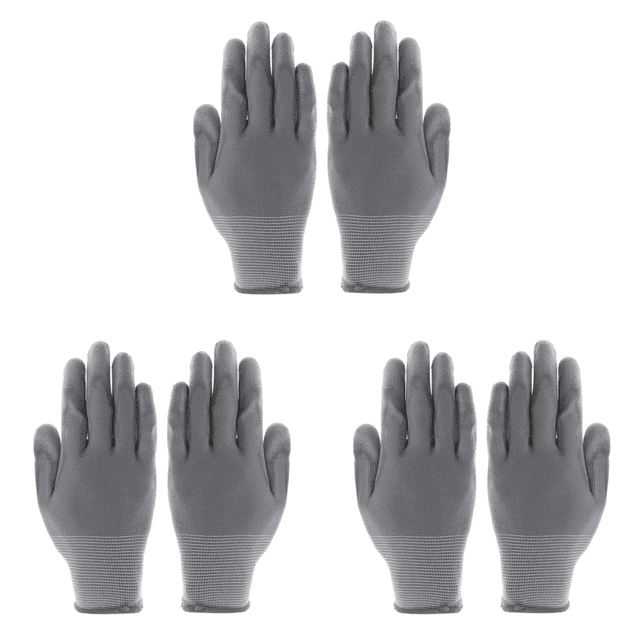 Guantes PU Trabajador Conductor Constructores Jardinería Protectora Seguridad Mitones Grises