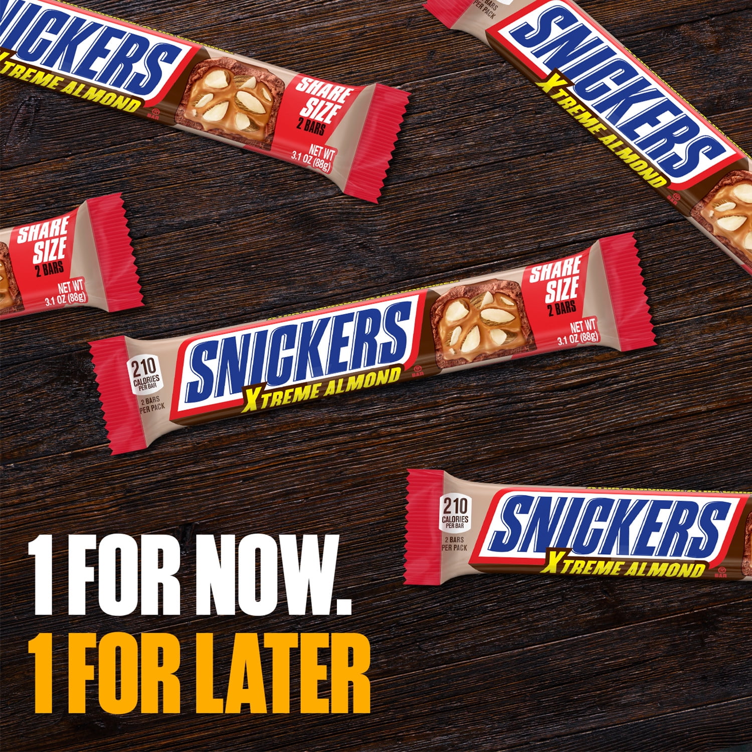 Snickers Xtreme Almond and Caramel Chocolate Candy Bar, Share Size - 3.1 Oz Bar