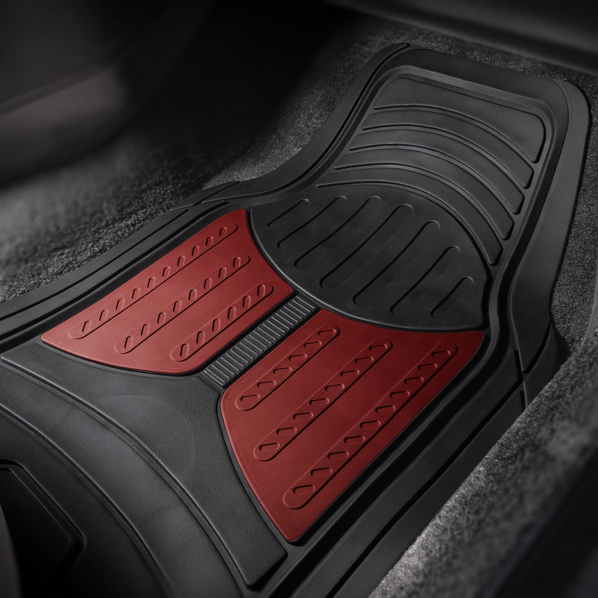FH Group Climaproof Rubber Burgundy Car Floor Mats, Universal Fit 4pc Full Set with Air Freshener
