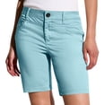 thumbnail image 3 of AHTJRT Women's Golf Shorts 11 Inch Stretchy Casual Dress Work Shorts Hiking Shorts with Pockets Lightweight Casual Solid Color Workout Shorts Light Blue M, 3 of 10