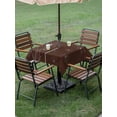 thumbnail image 4 of Outdoor Tablecloths with Umbrella Hole & Zipper, Brown 54x54 Inch Square Tablecloths, Spring Flora Waterproof Table Cloth, Patio/Pool/Picnic Table Covers, 4 of 8