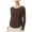 Brown, variant on Womens Tops, Women's Round Neck Long Sleeve T Shirts Casual Solid Color Yoga Tunic Tops Basic Tees Fitted Comfy Regular Shirt