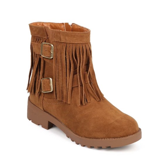 Women Suede Fringe Collar Round Toe Bootie DF17