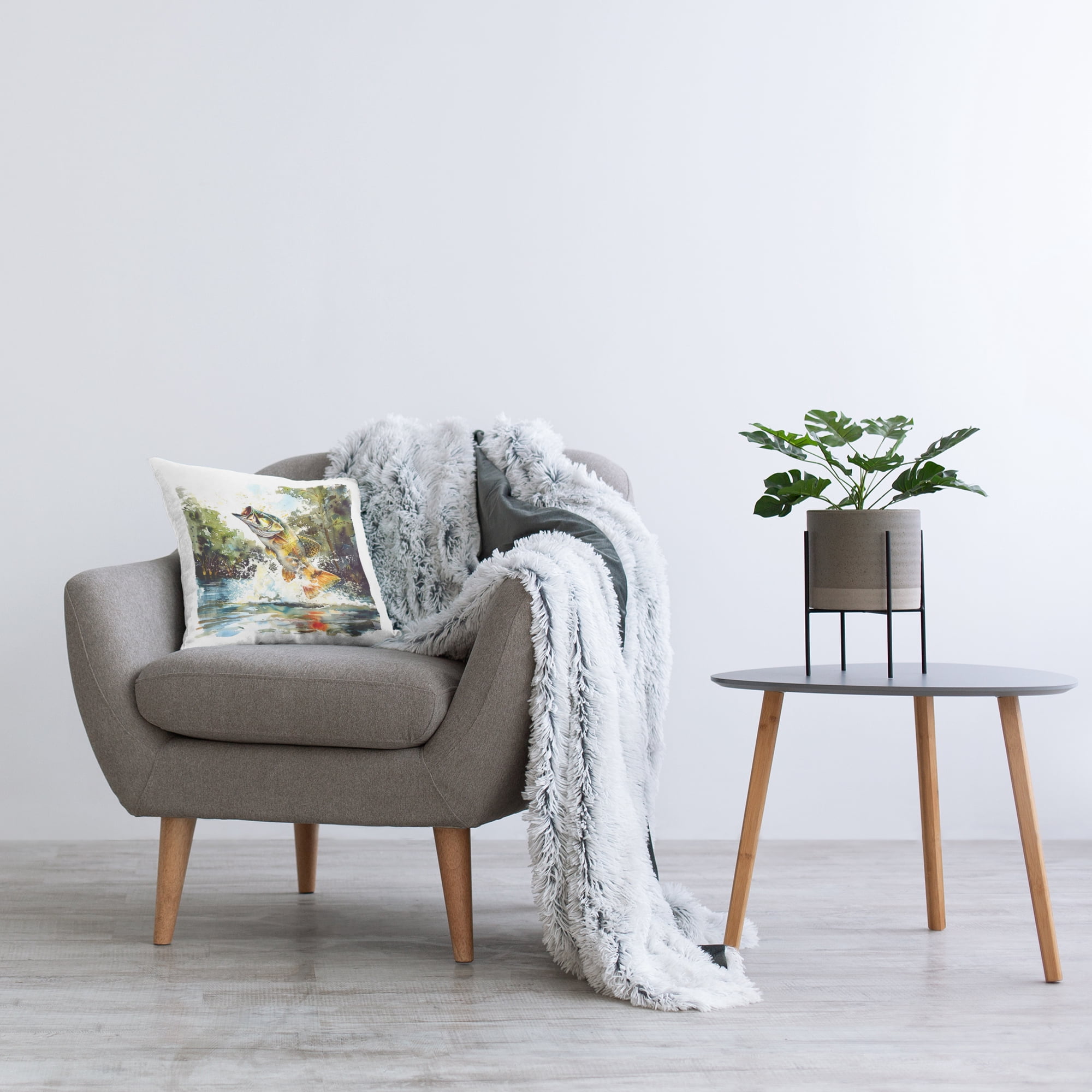 Stupell Industries Fish Jumping Splash Decorative Printed Throw Pillow Design by LSR Design Studio.