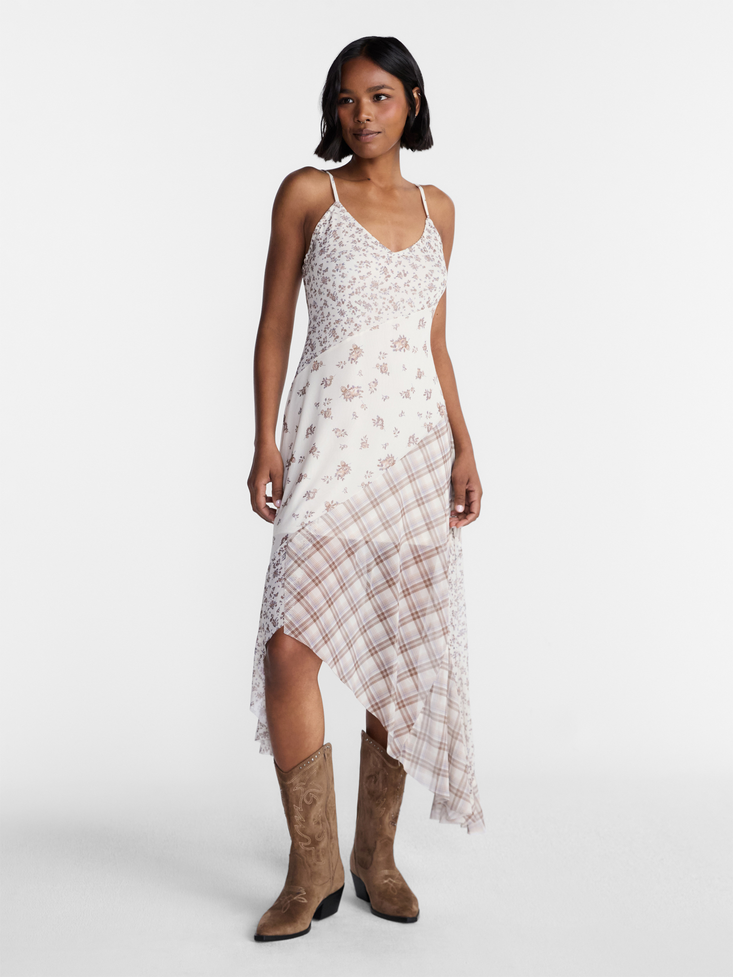 No Boundaries Mix Midi Dress, Women's XXS-4X