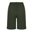 thumbnail image 5 of Pxkloy Womens Elastic Waist Shorts Cotton Linen Knee Length Shorts High Waist Drawstring Plain Shorts Lounge Comfy Summer 2025 Pockets Shorts Army Green,M, 5 of 6