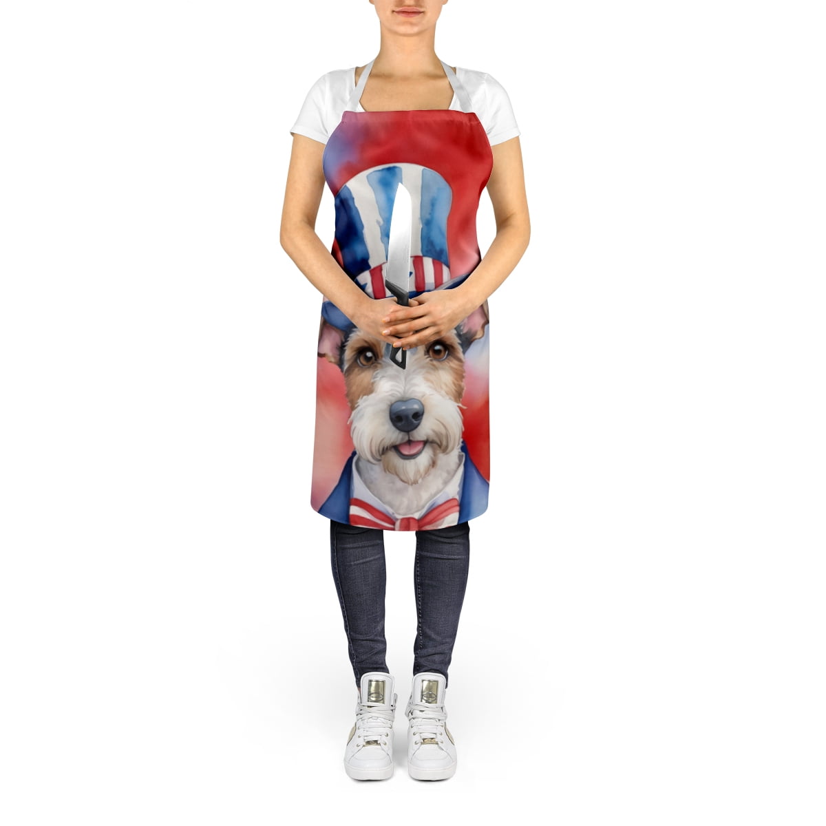 Fox Terrier Patriotic American Apron 27 in x 30 in