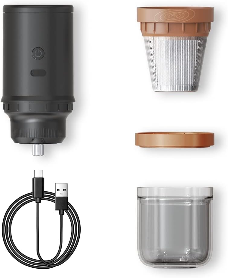 Electric Burr Coffee Grinder Stainless Steel Portable Bean Mill for French Press Drip Pour Over Espresso Outdoor Camping