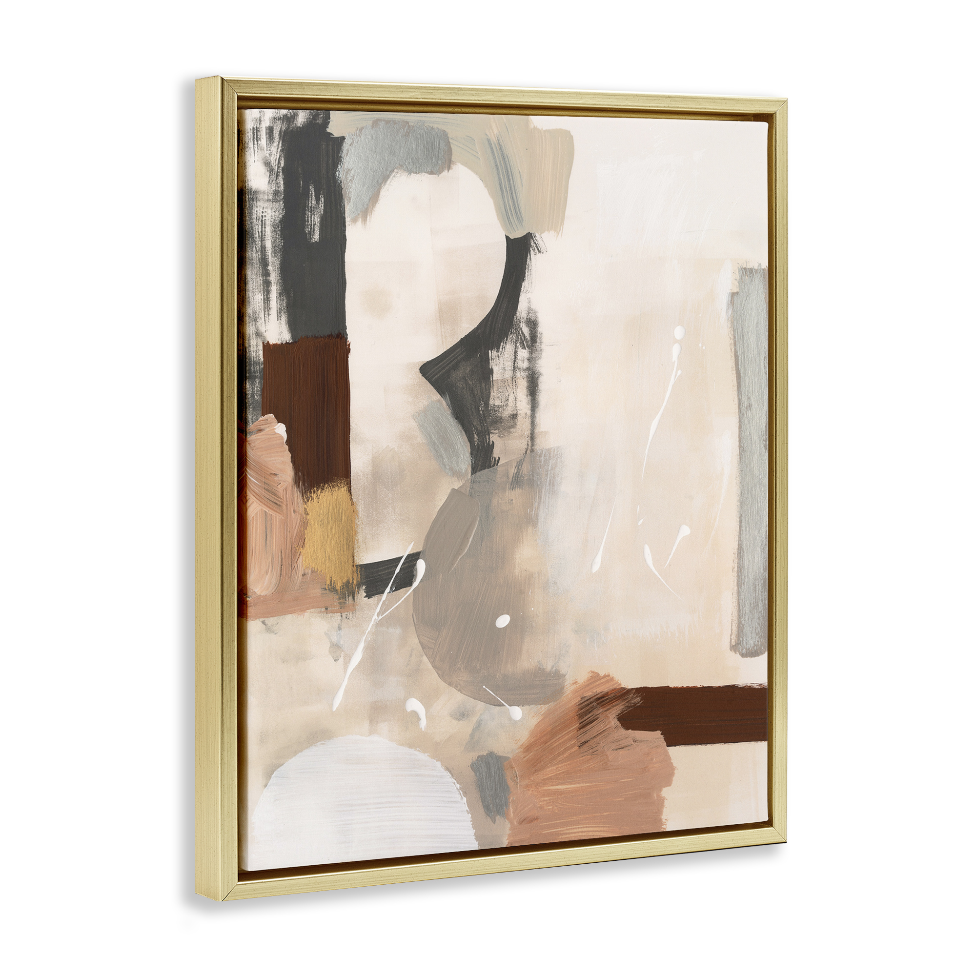 Stupell Industries Expressive Rustic Abstract Abstract Painting Gold Floater Framed Canvas Art Print Wall Art, 17 x 21