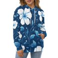 thumbnail image 4 of Black with White Hibiscus Hawaiian Flower Pattern (2)-2 Men's Women Vintage 3D Hooded Sweatshirt - All-Season Loose Fit Streetwear, 4 of 6