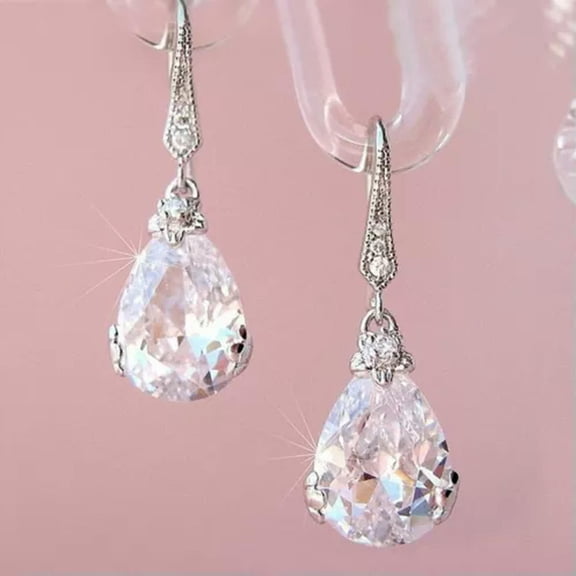 QQTDFG 925 Silver Drop Earrings Women Cubic zirconia Wedding Engagement Jewelry Gifts-#3