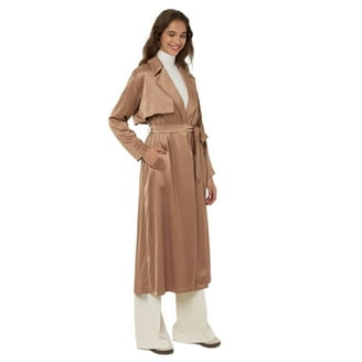 Baberdicy Lady Trench Coat Women's Long Sleeved Back Pleated Hem