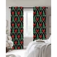 thumbnail image 2 of Christmas Tree Blackout Curtains 54 Inch Length 2 Panels Set for Living Room Bedroom, Xmas Pine Tree Red Bow Winter Geometric Black Room Darkening Window Curtains Thermal Black Out Curtain 52"x54", 2 of 8