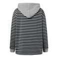 thumbnail image 5 of Striped Hoodies for Women 2025 Fall Winter Long Sleeve Lightweight Button Loose Hooded Sweatshirt Pullover Tops, 5 of 7