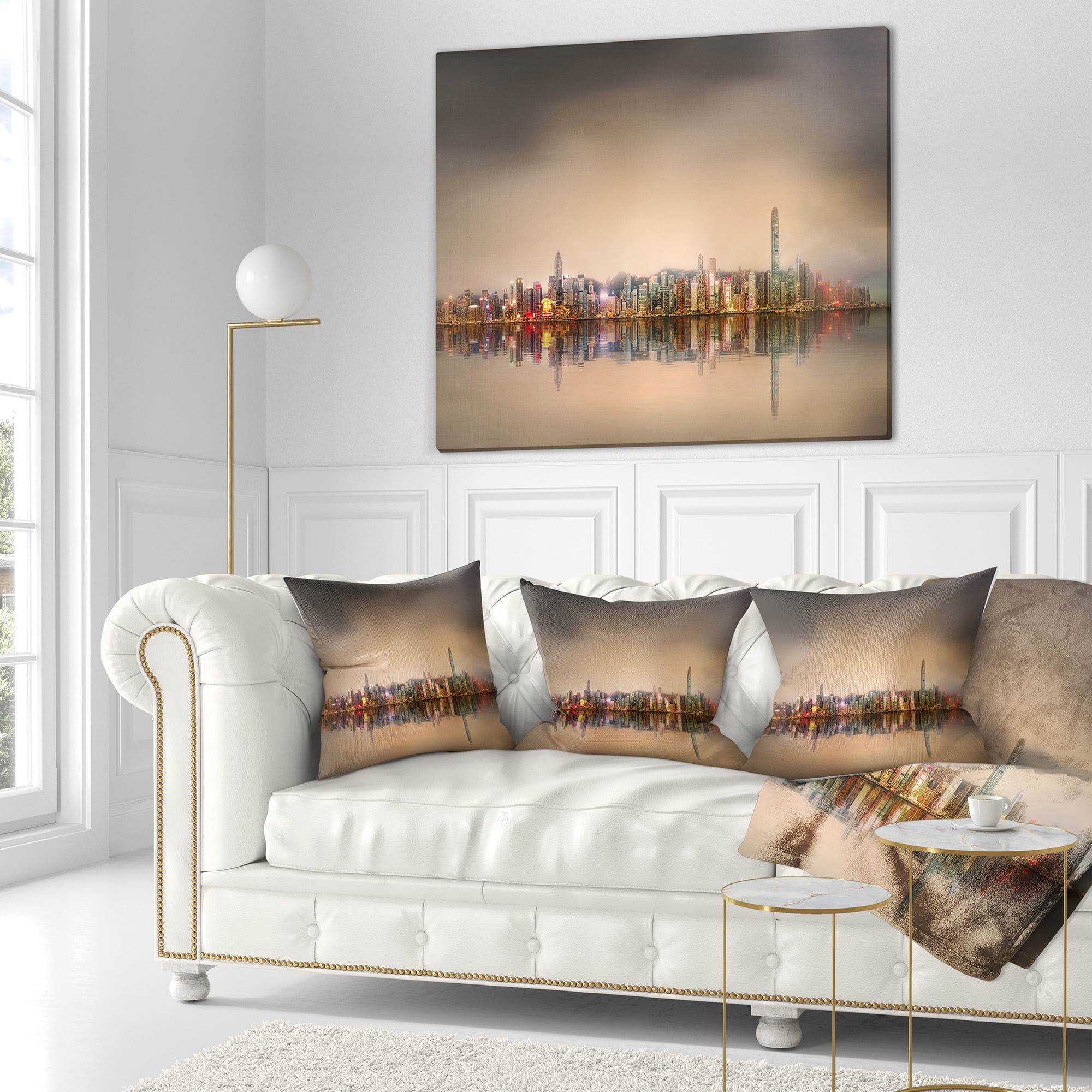 Designart Singapore Financial District Skyscrapers - Cityscape Throw Pillow - 18x18