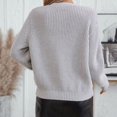 thumbnail image 2 of SWSMCLT Women's V Neck Cardigan Sweater Long Sleeve Winter Knitted Short Button Down Warm Sweater Top Spring Fall Holiday Loose Fit Chunky Soft Cozy Cable Knit Grey Large, 2 of 5