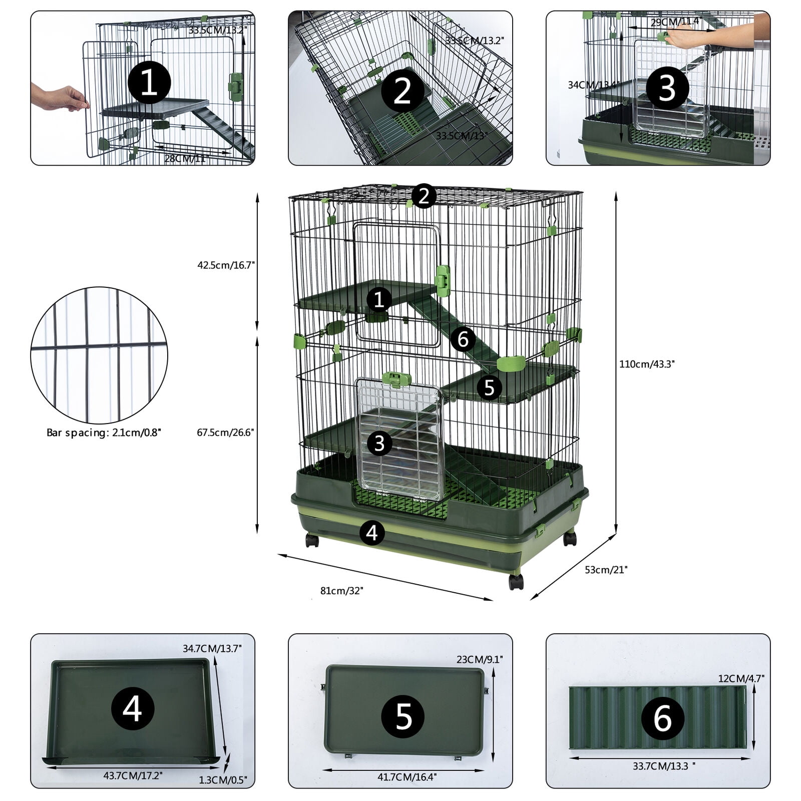 TOPCHANCES Large Ferret Cage Chinchilla Rabbit Hamster Guinea Pig House Small Pets Home