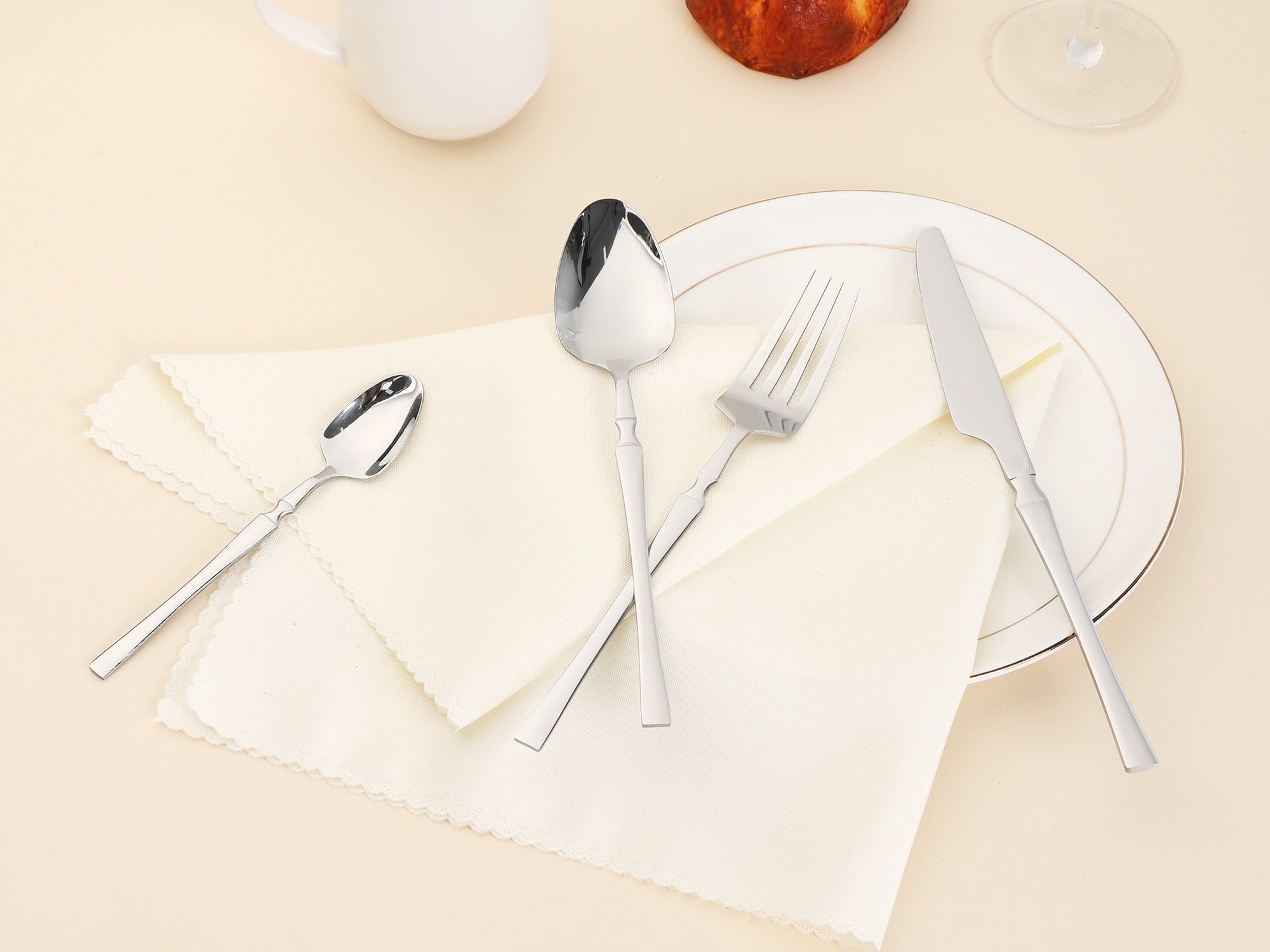 Unique Bargains 20 Pcs Stainless Steel Flatware Set Mirror Polished Cutlery Silver